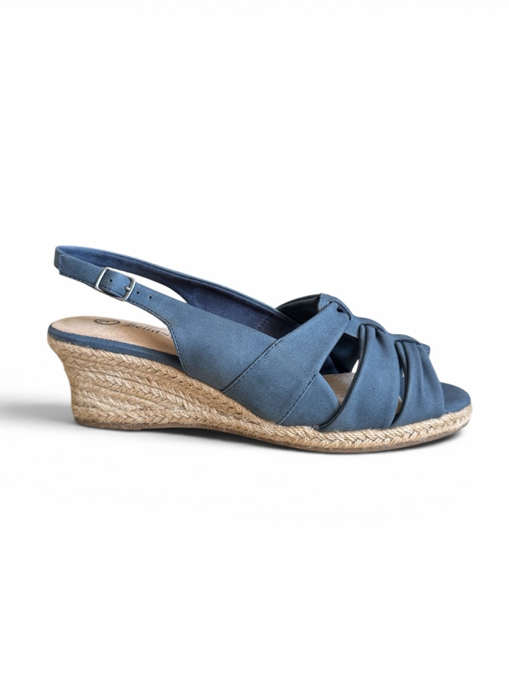Bella Vita Cheerful Espadrille Wedge Slingback Sandals Slate Blue 9.5 Wide